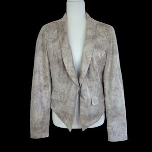 INC Snakeskin Print Sheen Cropped Dressy Blazer M Cream Tan Pattern